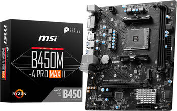 MSI B450M-A Pro Max II, µATX Mainboard, 2x DDR4, max. 64GB, 1x DVI-D, 1x HDMI 2.0b