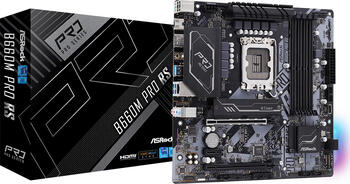 ASRock B660M Pro RS, Sockel 1700, µATX-Mainboard, 4x DDR4 max. 128GB, HDMI 2.1, DisplayPort 1.4, USB-A 3.0