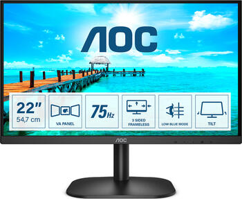 21.5 Zoll AOC 22B2H, 54.6cm TFT, 6.5ms (GtG), keine Angabe (MPRT), 1x VGA, 1x HDMI 1.4