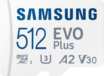 512 GB Samsung EVO Plus 2024 microSDXC Kit Speicherkarte, lesen: 160MB/s