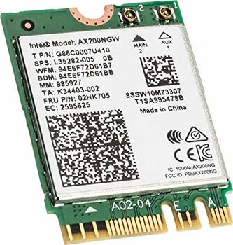 Intel Wi-Fi 6 AX200 ohne vPro, 2.4GHz/5GHz WLAN, Bluetooth 5.0, M.2/A-E-Key