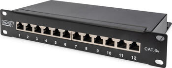 Digitus CAT 6A Patch Panel, geschirmt,12-Port  1HE, 10 , Rack Mount,schwarz RAL 9005 