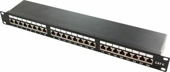 LogiLink Patchpanel Cat 6a, 19 schwarz, 24-Port, 1HE 