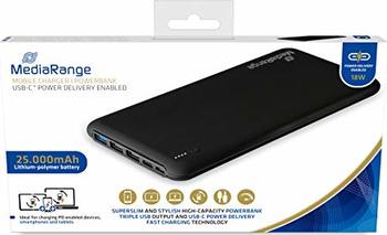 Mediarange Powerbank 25000mAh 3xUSB bk 