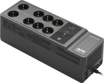 APC Back-UPS 850VA Steckdosenleiste, 8x Schuko, USB Ladefunktion, Stecker Typ-L (Italien)