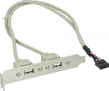 InLine 33391 USB 2.0 Slotblech, 2x USB 10 pin weiß 