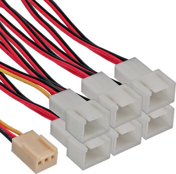 InLine Lüfter Adapterkabel, 3pol Molex Buchse an 6x 3pol Mo. 