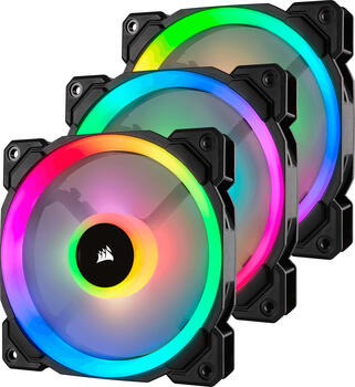 Corsair LL Series LL120 RGB, 3er-Pack mit LED-Steuerung 120x120x25mm Lüfter 73.48m³/h, 24.8dB