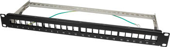 LogiLink Patchpanel für RJ-45 Keystone Module 19 schwarz, geschirmt, 24-Port, 1HE