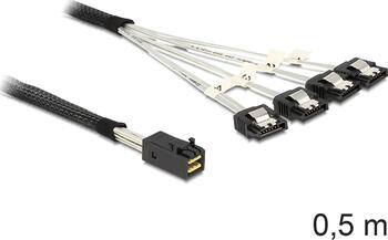 0,5m Delock Mini SAS HD x 4 SFF 8643 Stecker auf 4 x SATA 