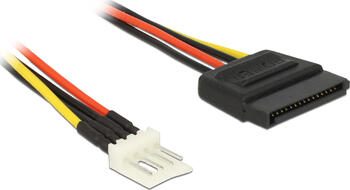 0,24m Delock Stromkabel SATA 15 Pin Buchse > 4 Pin Floppy Stecker