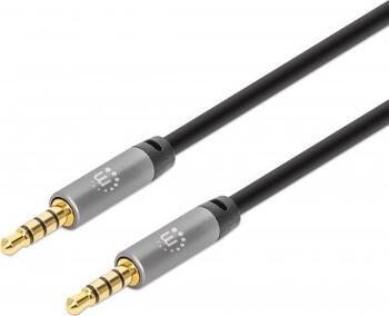 2m Manhattan 355995 Audio-Kabel 3.5mm Schwarz, Silber 