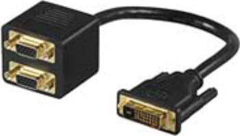 Adapter D-Sub 15pin HD Buchse x2 • DVI-A (12+5) Stecker 