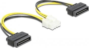 15 cm Delock Stromkabel 2 x SATA 15 Pin Stecker zu 8 Pin EPS Stecker