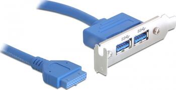 DELOCK Slotblech Pin Header 1x intern auf 2x USB 3.0 Buchse 