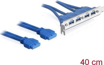 DELOCK Slotblech Pin Header 2x intern auf 4x USB 3.0 Buchse 