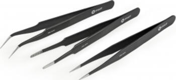 Fixit Precision Tweezer Set PRO, Pinzetten, Montagewerkzeug schwarz, 3-teilig, ESD Safe