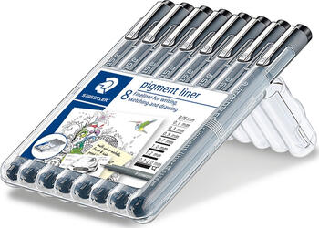 Staedtler Pigmentliner 308 schwarz, sortiert, 8er-Set 