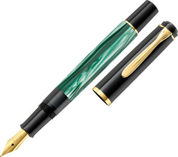 Pelikan Classic M200 Grün-Marmoriert, RH, mittel, im Geschenk-Etui