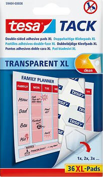 Tesa Tack Klebepad XL transparent, 3cm², 36 Stück 