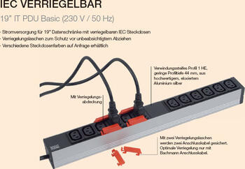 Bachmann 19 IT PDU Basic, schwarz, 12x C13, 1HE, 2m