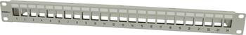 Patch Panel 24xTP,CAT6A, incl.Keystone Slim-line/Short mit Staubschutzklappe, 19", 1HE(t 94mm), Lichtgrau, Synergy 21,