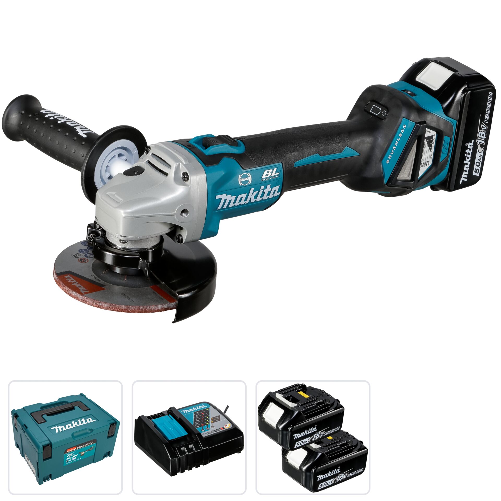 Makita DGA513RT3J Akku-Winkelschleifer