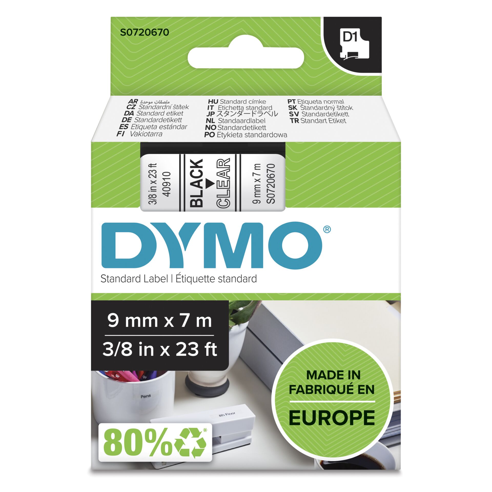 Dymo D1 Schriftband 9 mm x 7 m schwarz 