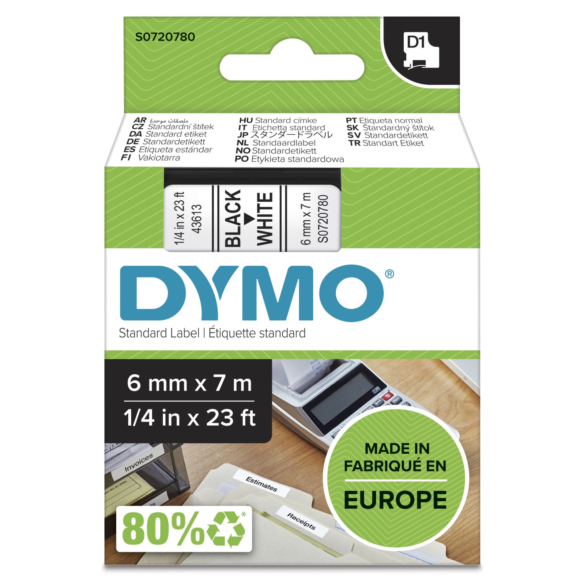 Dymo D1 Schriftband 6 mm x 7 m schwarz 