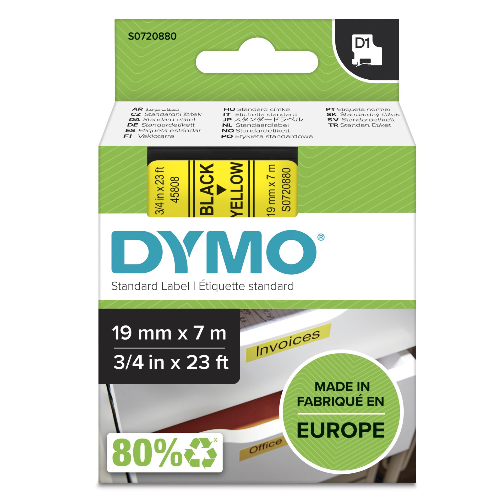 Dymo D1 Schriftband 19 mm x 7 m schwarz 