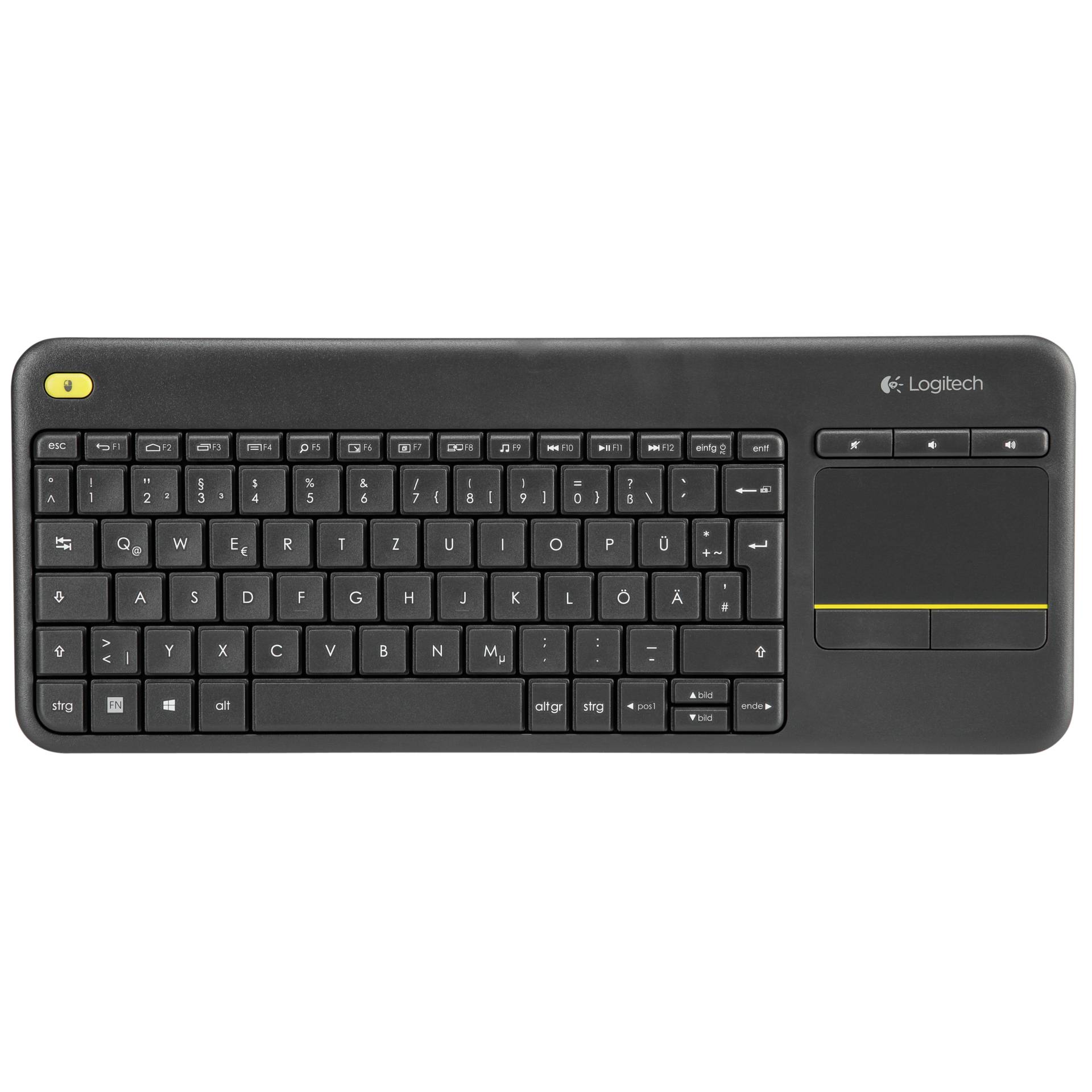 Logitech K400 Plus Wireless Touch Keyboard schwarz, USB, DE 