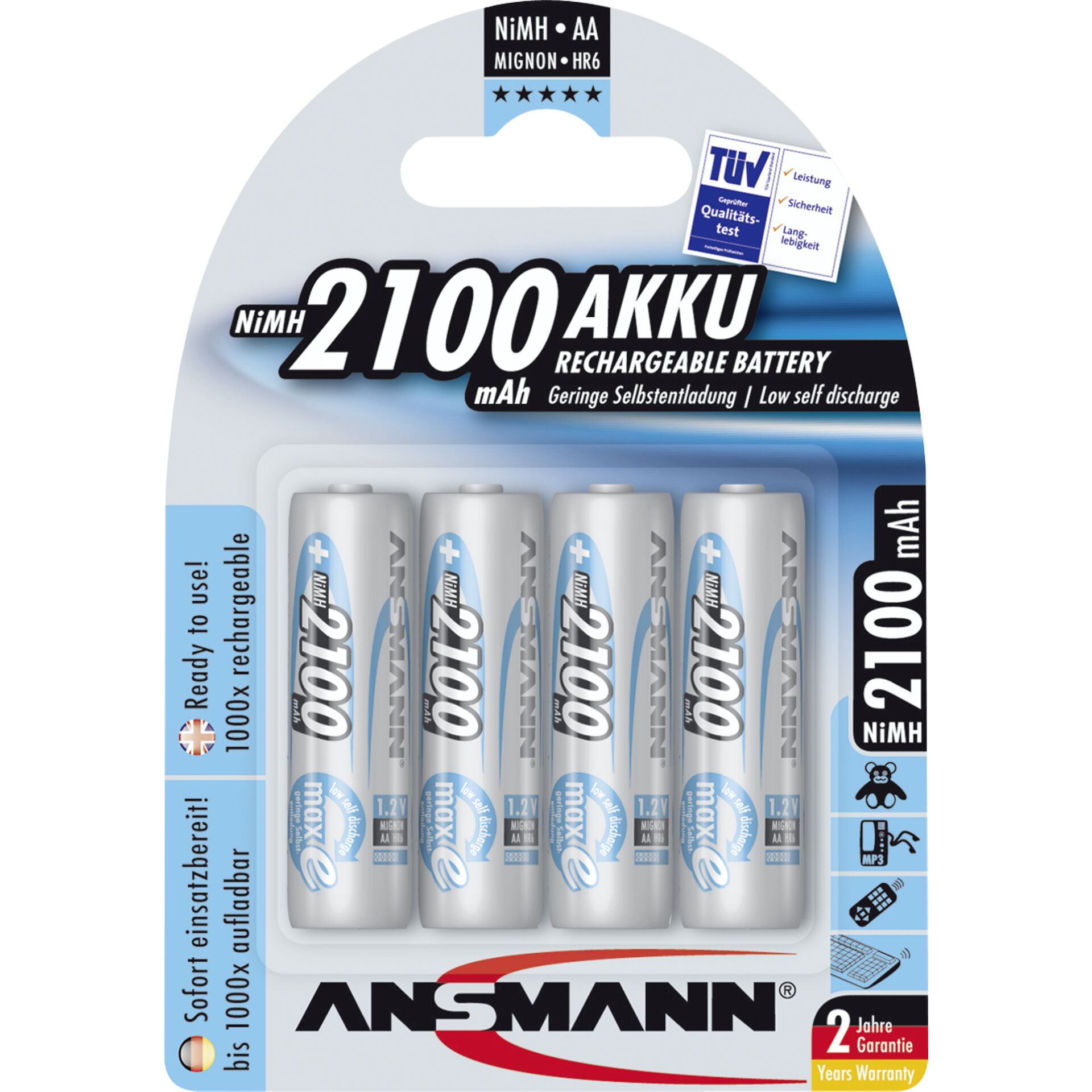 Ansmann NiMH Akku Mignon AA 2100mAh maxE 4er Blister 