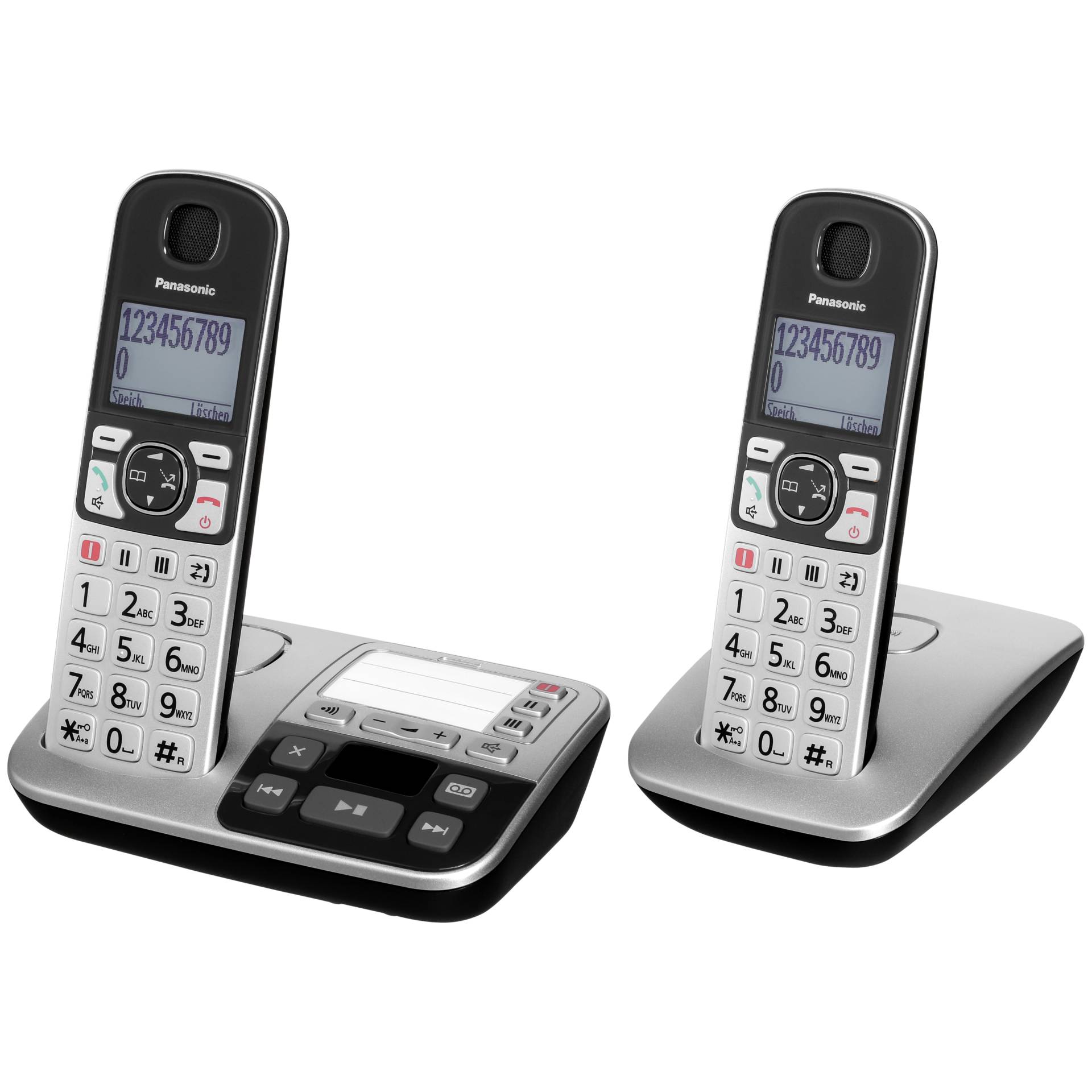 Panasonic KX-TGE522 DECT-Telefon Anrufer-Identifikation Silber