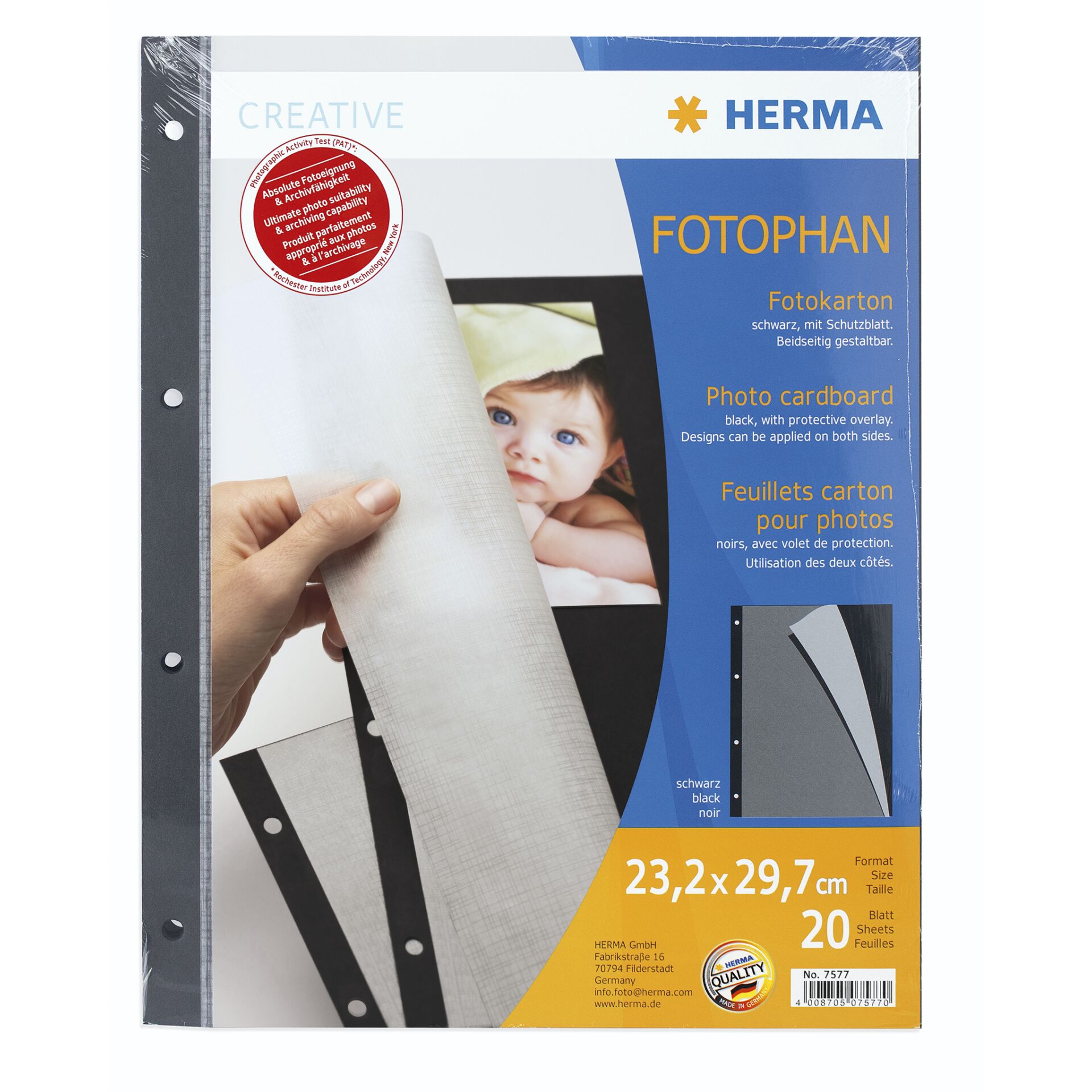 Herma Fotokarton schwarz 20 Blatt                    7577