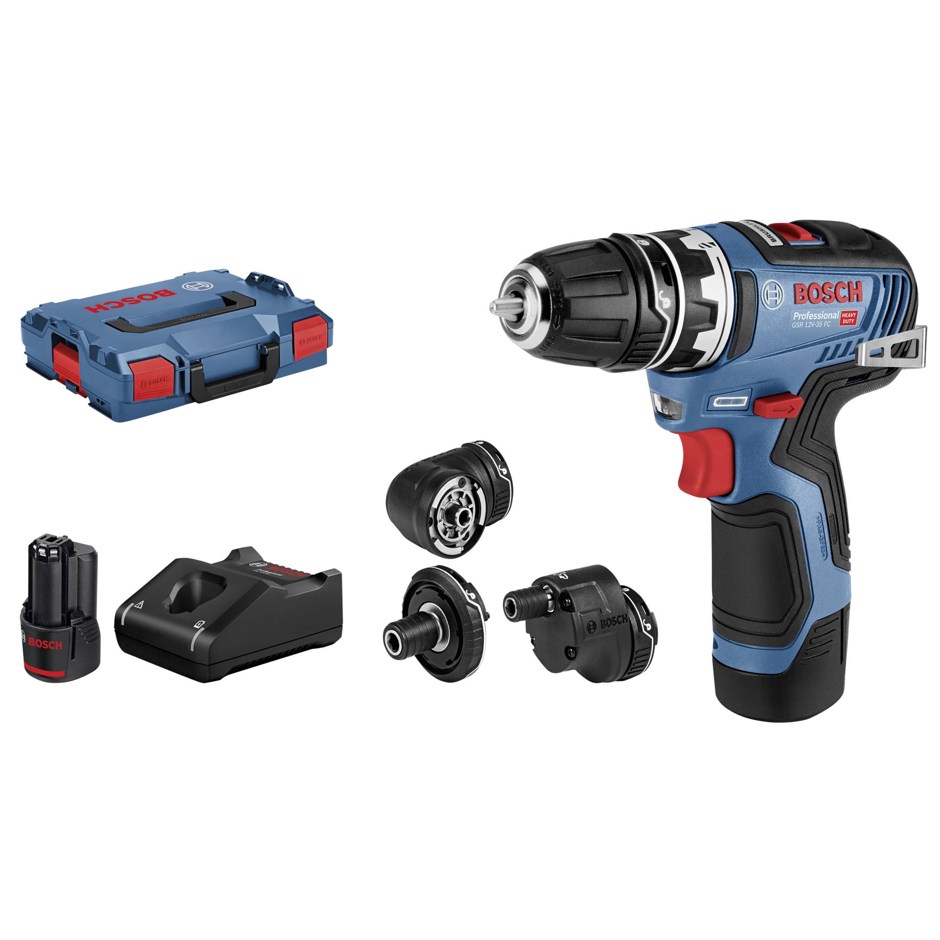 Bosch Professional GSR 12V-35 FC FlexiClick Akku-Bohrschraub inkl. Koffer + 2 Akkus 3.0Ah + Zubehör