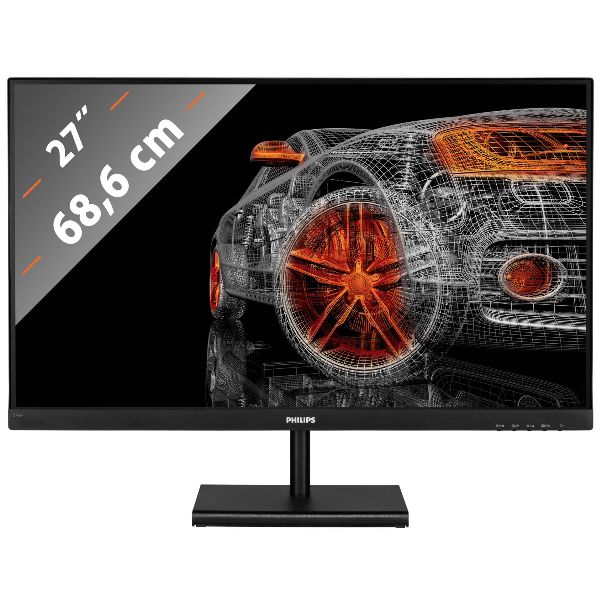 27 Zoll Philips E-line 275E1S, 68.6cm TFT, 4ms (GtG), 1x VGA, 1x HDMI 1.4, 1x DisplayPort 1.2