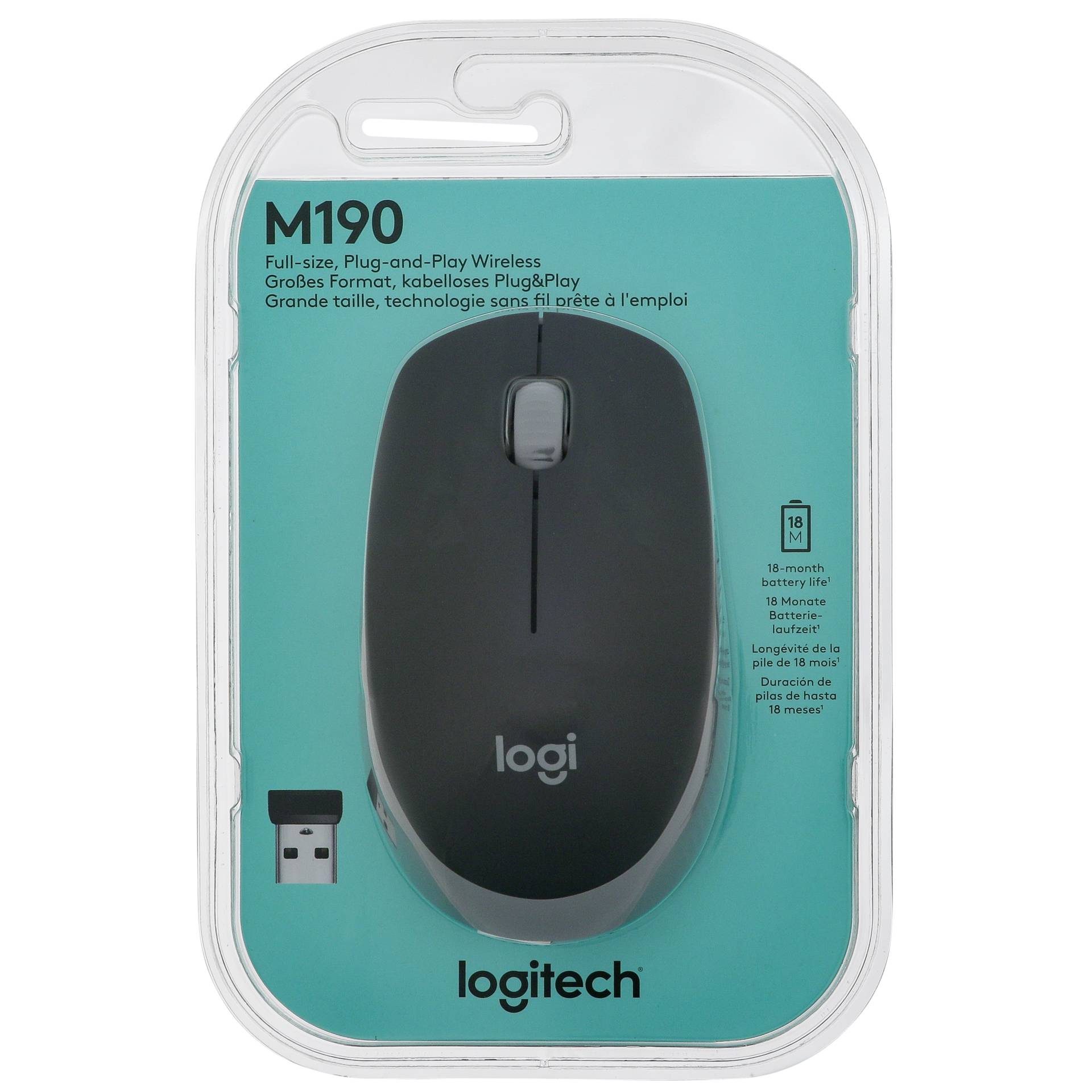 Logitech M190 Maus Büro Beidhändig RF Wireless Optisch 1000 DPI