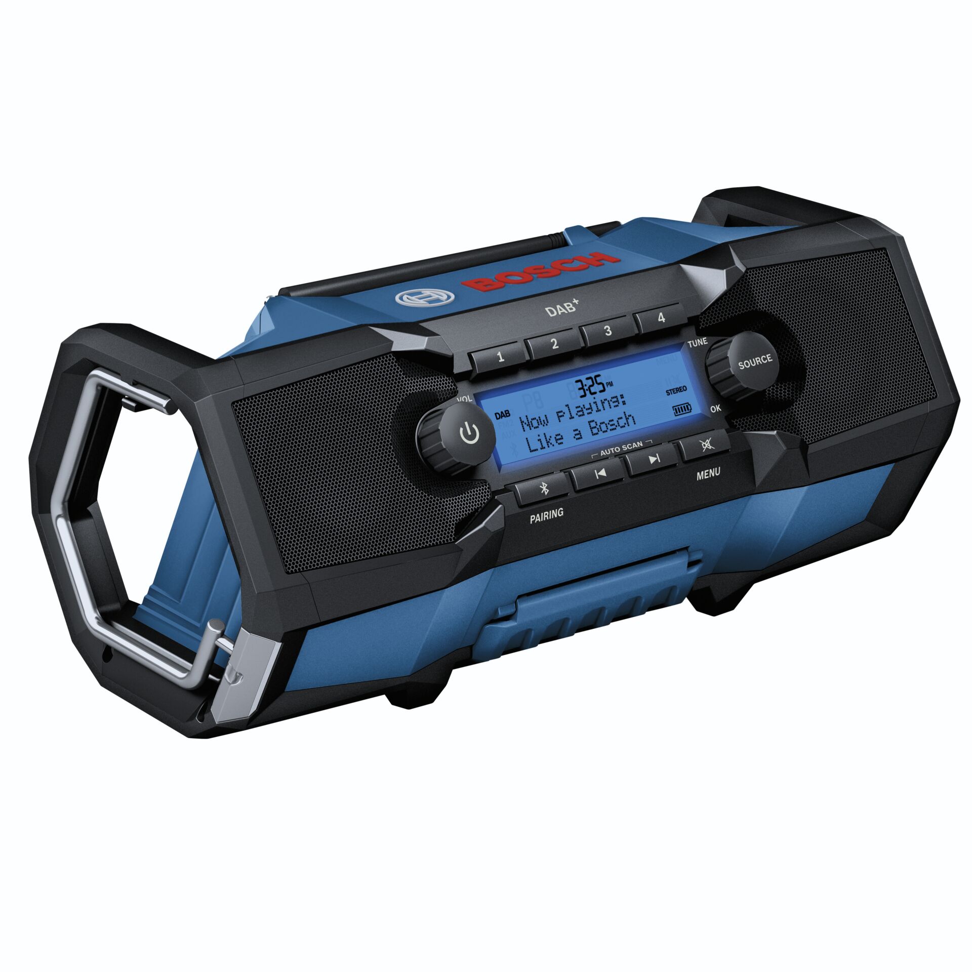 Bosch Professional GPB 18V-2 SC Baustellenradio solo inkl. Netzteil, Batterie, UKW, DAB+, klinke, Bluetooth