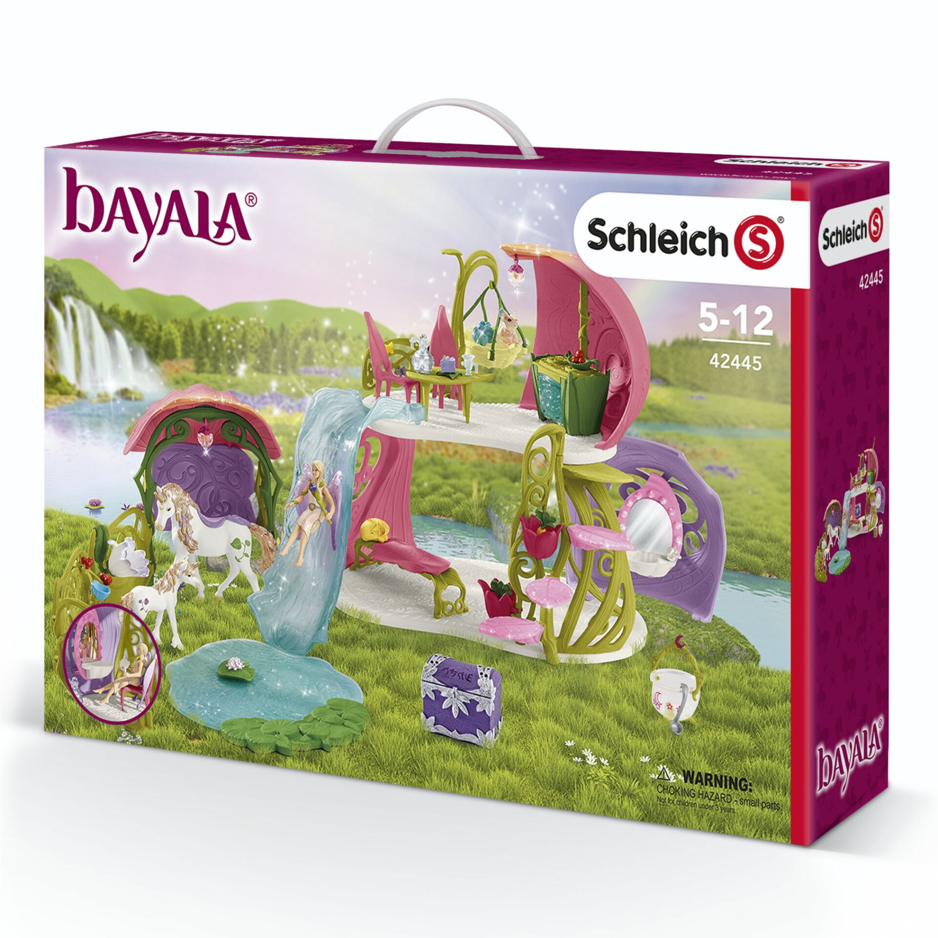 schleich BAYALA Glittering flower house with unicorns, lake and stable