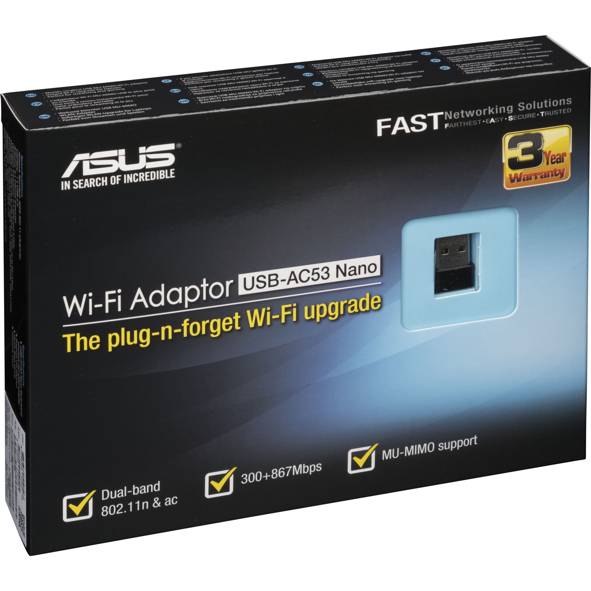 ASUS USB-AC53 Nano, 867Mbps, USB 2.0, WLAN-Dongle 