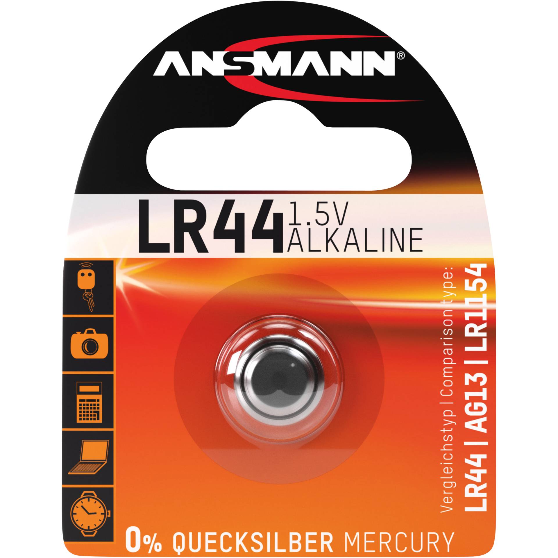 Ansmann Alkali 1.5V  LR 44 Knopfzelle 