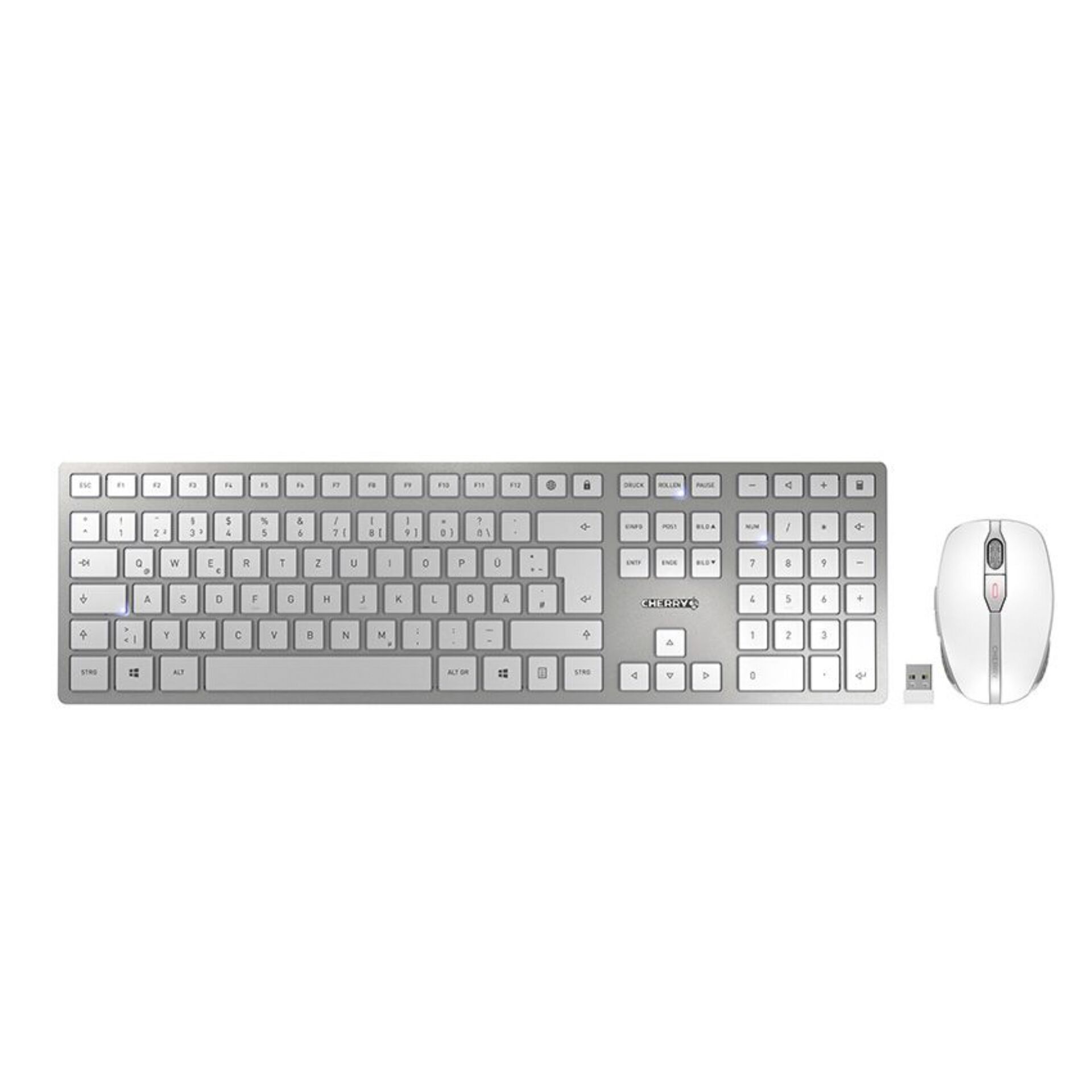 Cherry DW 9100 Slim wireless weiß/silber, Layout: DE, Tastatur, Bluetooth LE