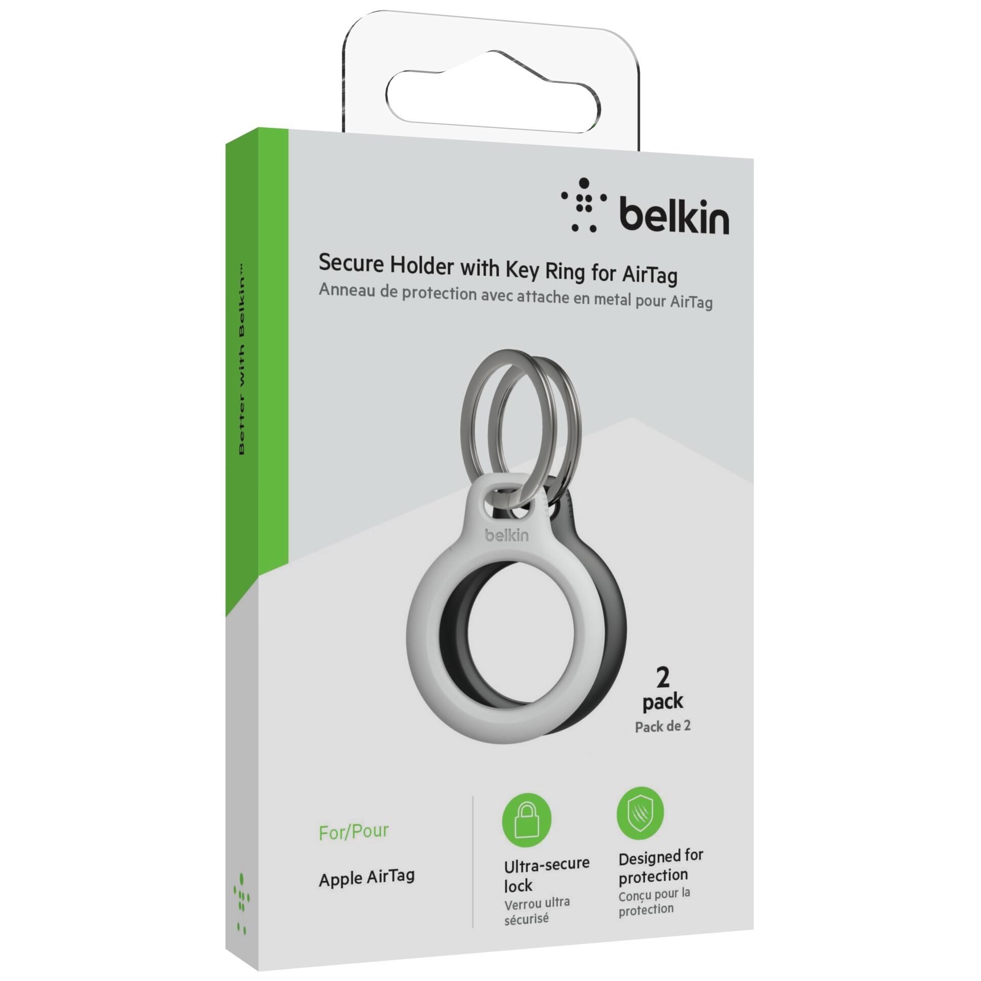 1x2 Belkin Schlüsselanhänger für Apple AirTag, sw/ws  MSC002btH35