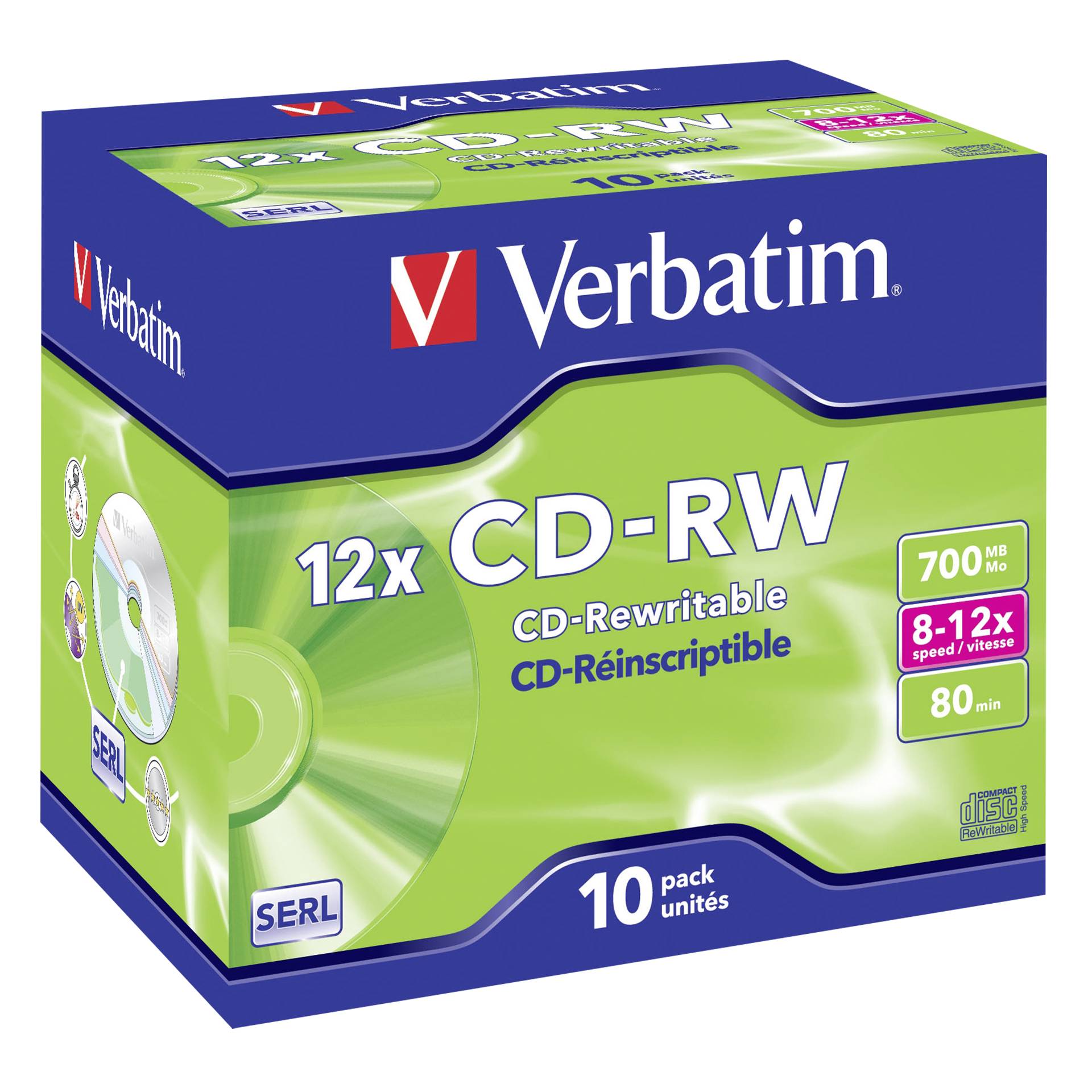 CDRW-Rohling VERBATIM 80 Minuten/ 10X 10er Pack 