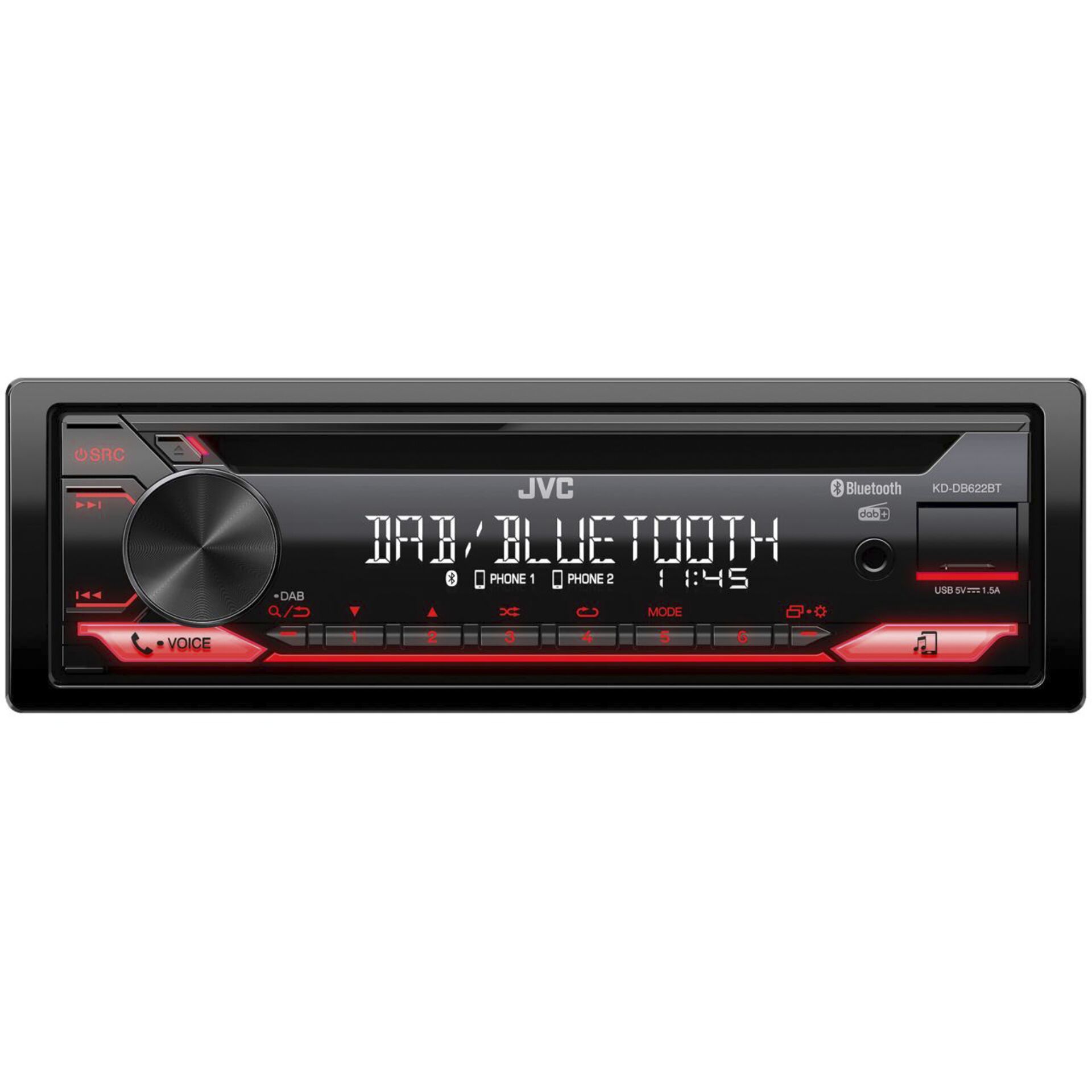 JVC KD-DB622BT CD-Receiver, 4x 22W, 50W max, MOSFET, KW, MW, LW, DAB+, CD-R(W), USB, Bluetooth 4.2