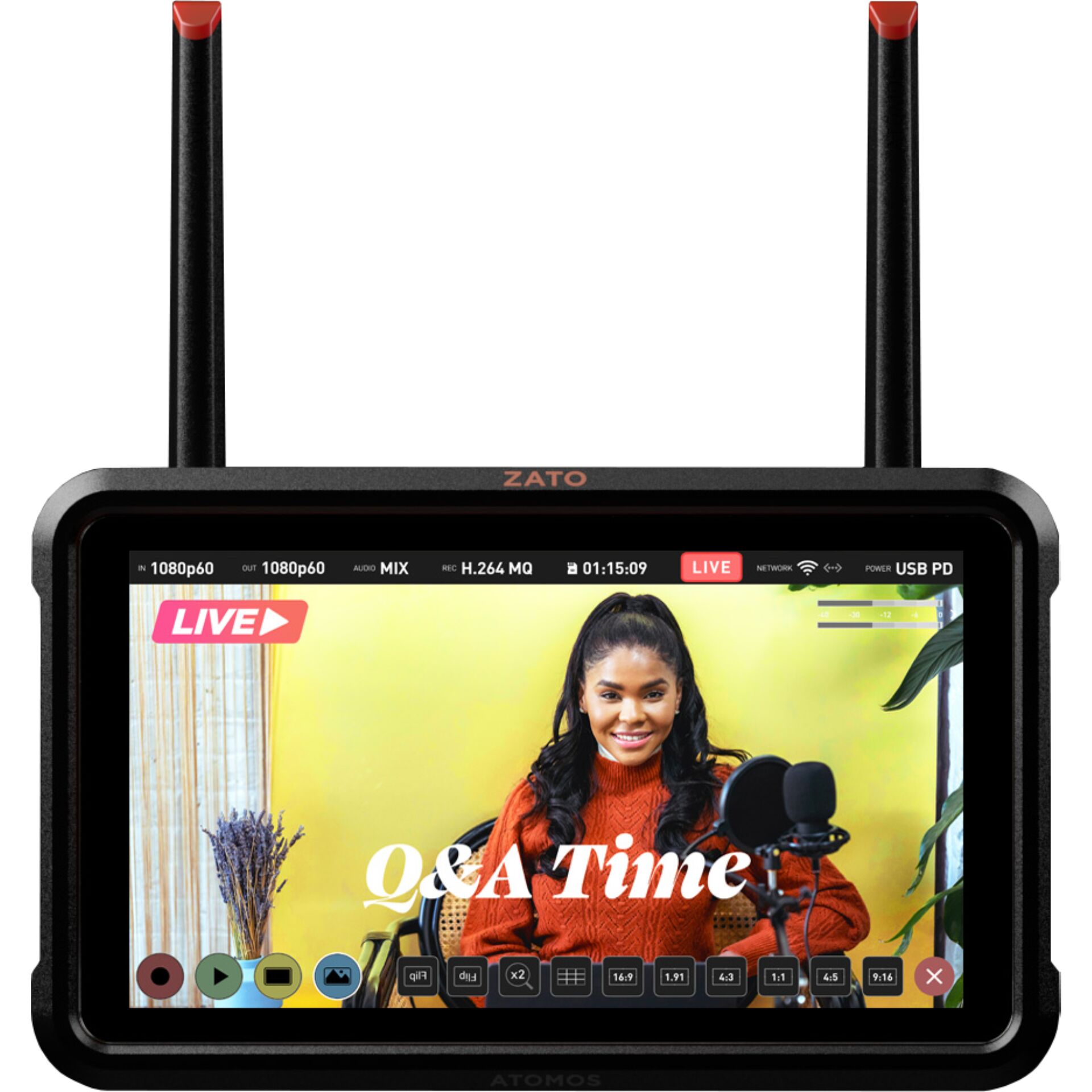 Atomos Zato Connect 13,2 cm (5.2) Schwarz 1920 x 1080 Pixel LED-Hintergrundbeleuchtung Touchscreen