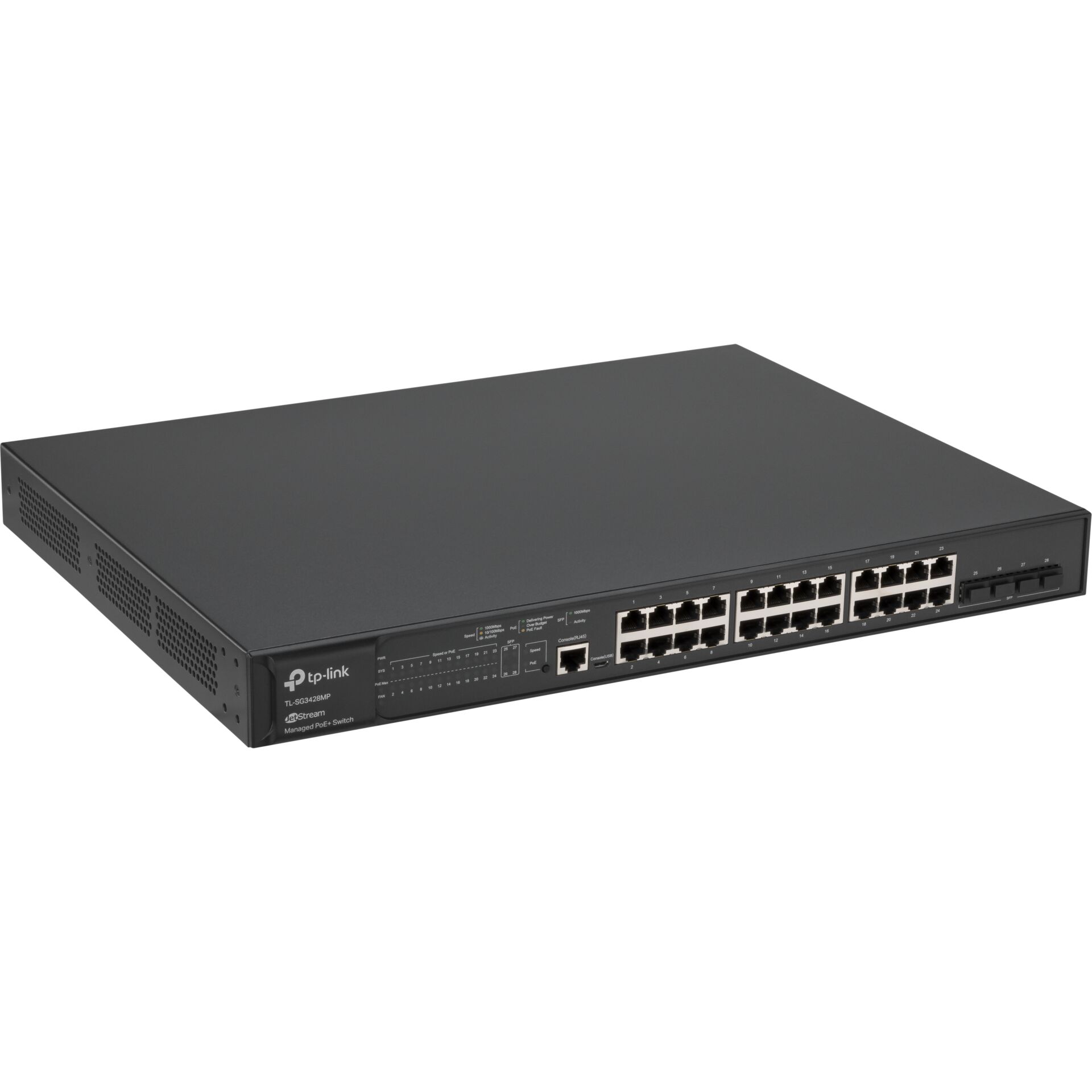 TP-Link TL-SG3400 JetStream Rackmount Gigabit Managed Switch, 24x RJ-45, 4x SFP, 384W PoE+, Backplane: 56Gb/s