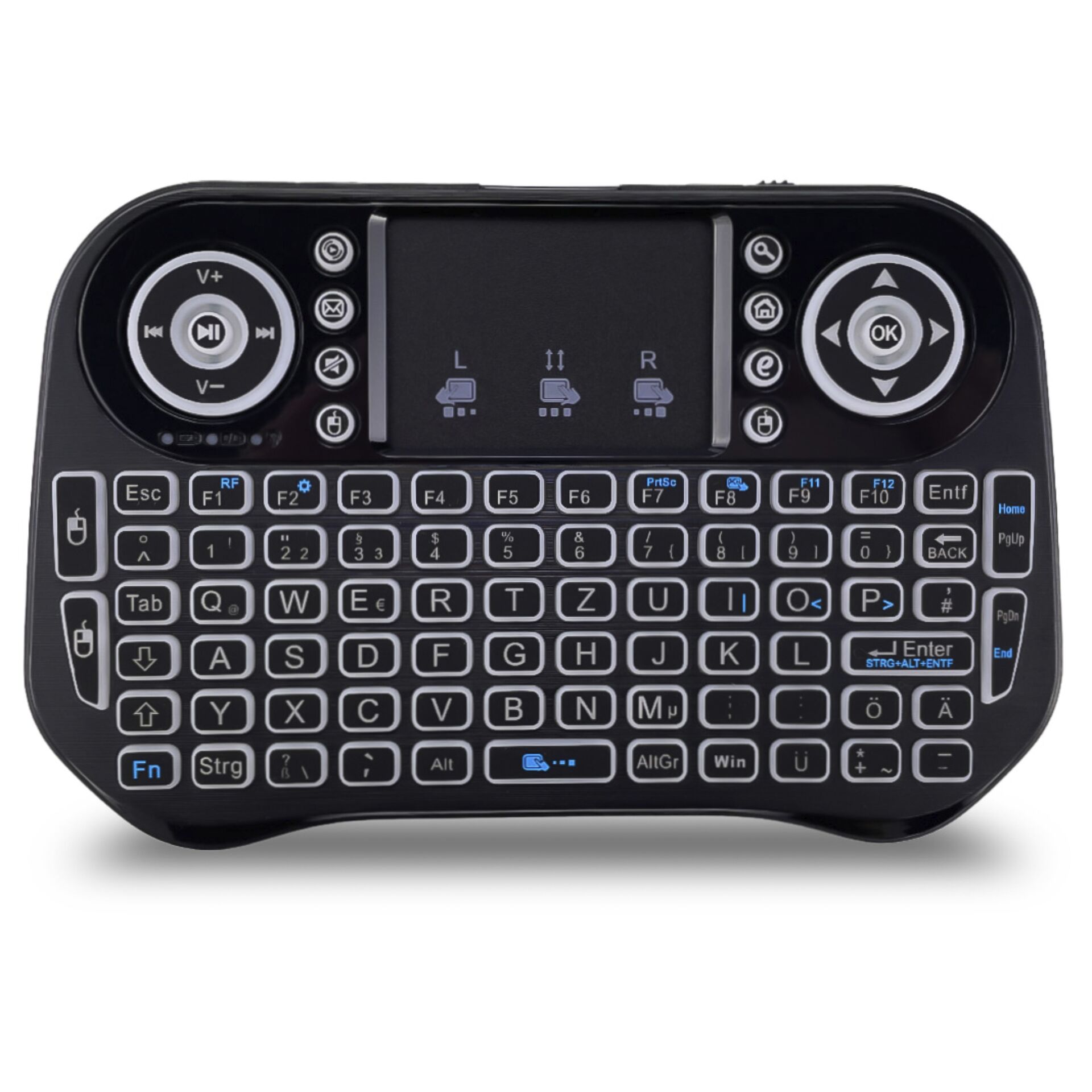 Fantec WK-300 Mini RGB Tastatur Wireless, USB, DE 