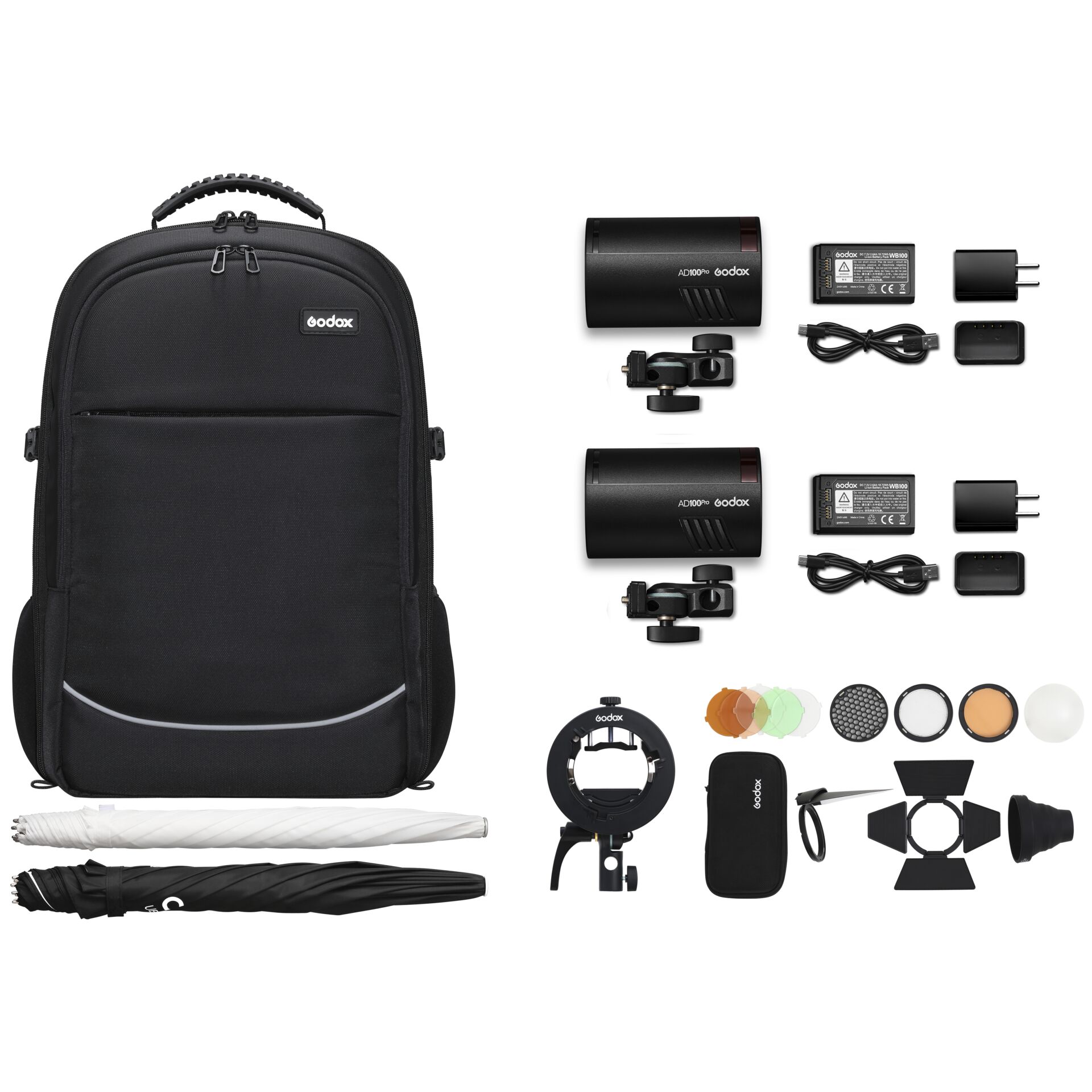 Godox AD100Pro - K2 Dual flash Rucksack kit