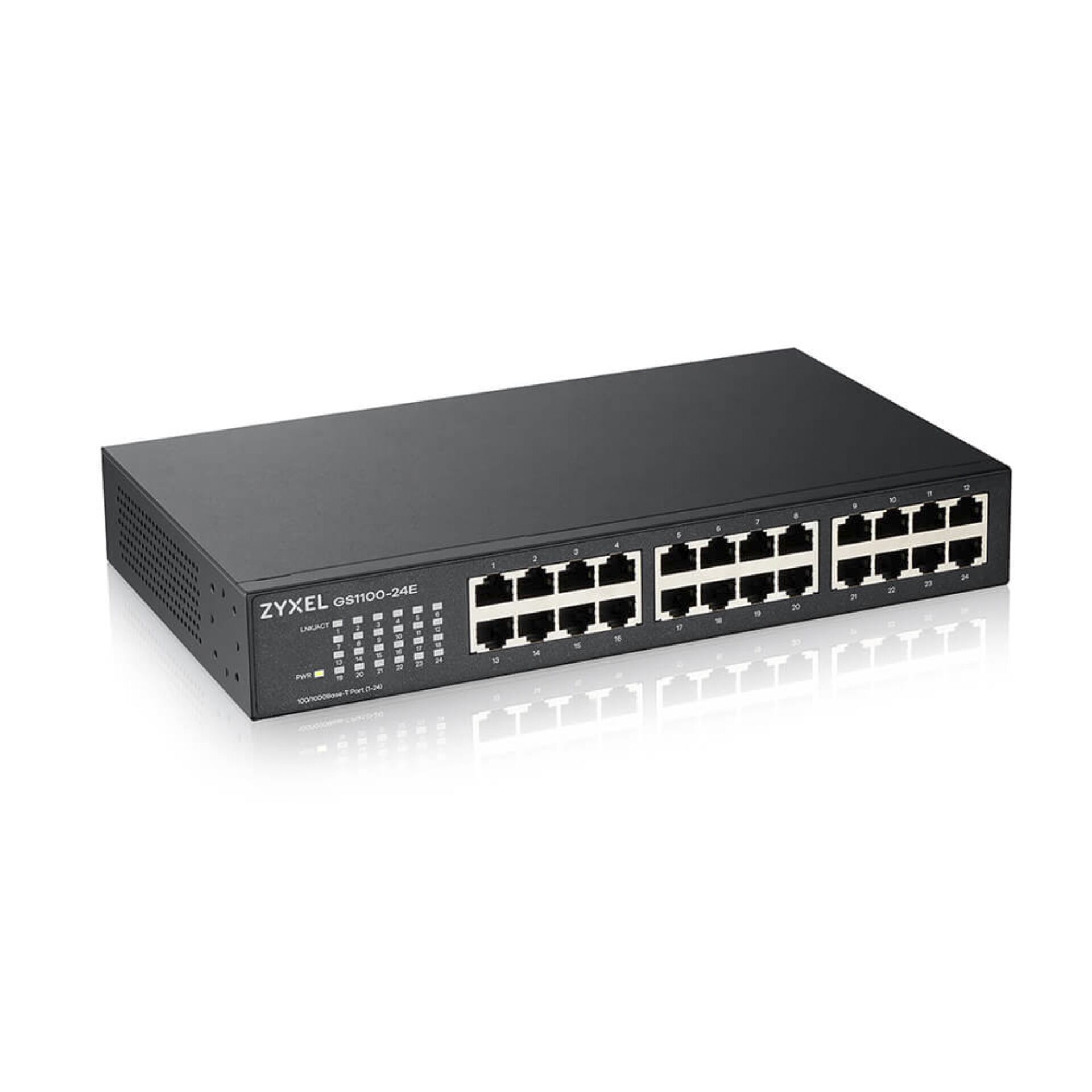 ZyXEL GS1100 Desktop Gigabit Switch, 24x RJ-45, Rev.3, Backplane: 48Gb/s, lüfterlos, Metallgehäuse